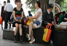 Two middle-aged are Telling Each Other and Play They Shoe